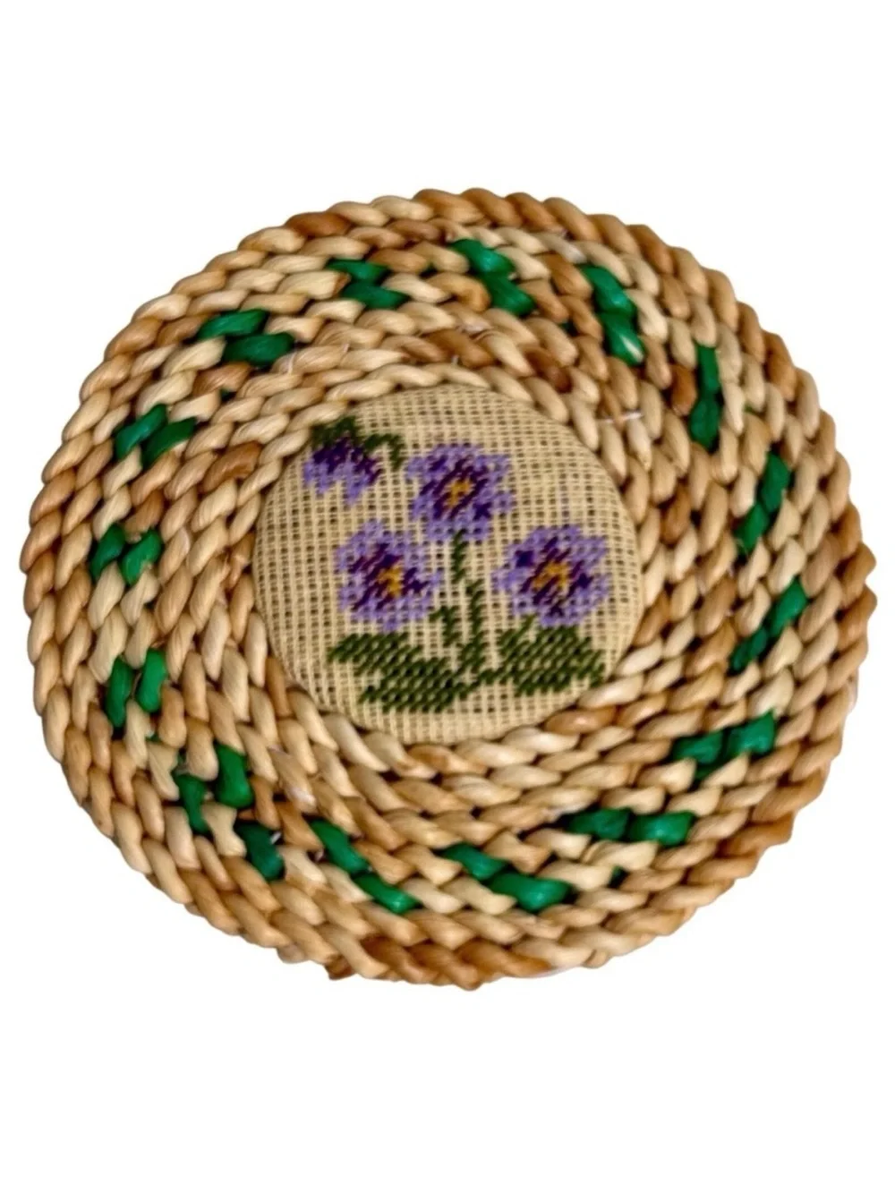 Trivet Hot Pad Embroidered Floral Handmade Set of 4 MCM Cottagecore Twee Vintage